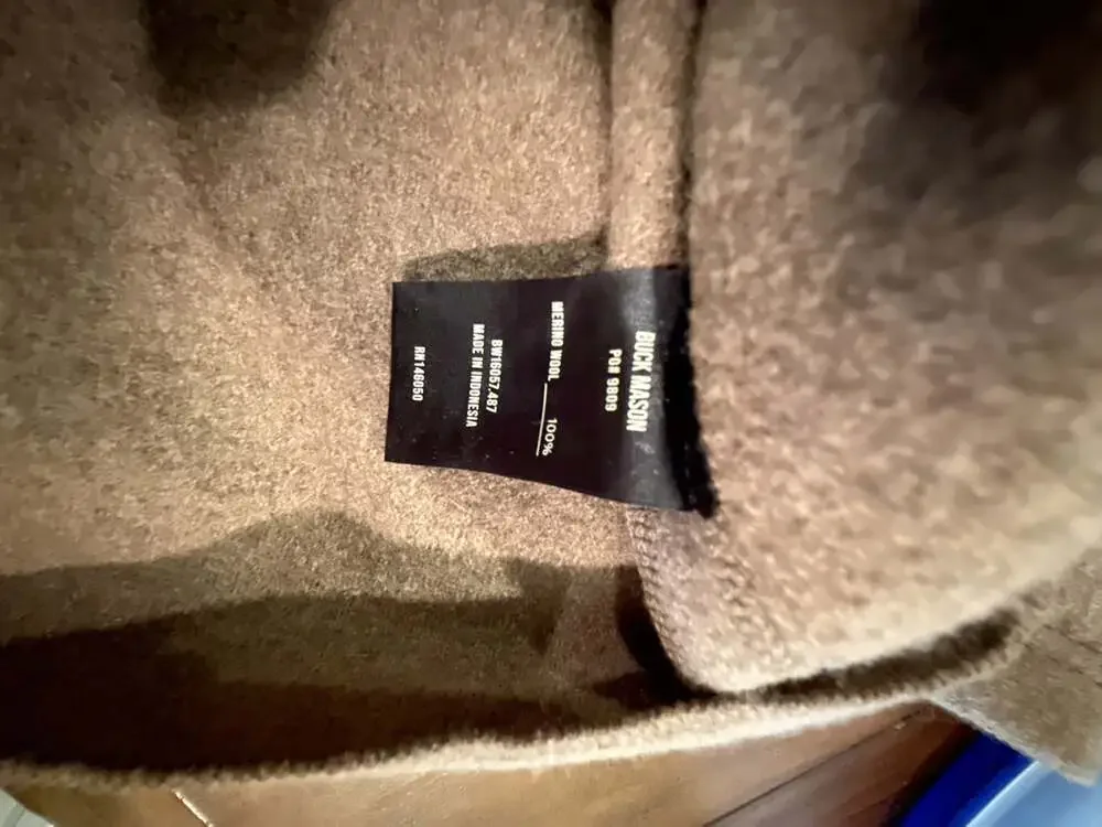 Buck Mason 100% Merino Wool Chore Coat Jacket Brown Size Medium - Picture 5 of 5